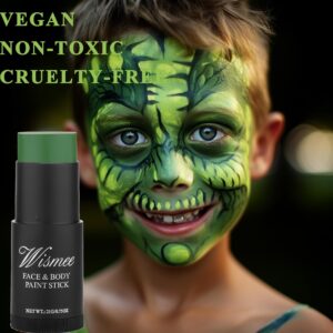 Wismee Green Face Paint Stick,Hunting Camo Body Paint Stick Cream Gamora Witch Face Paint,Waterproof Sweatproof Green Eye Black for Sports,Halloween SFX Cosplay Makeup