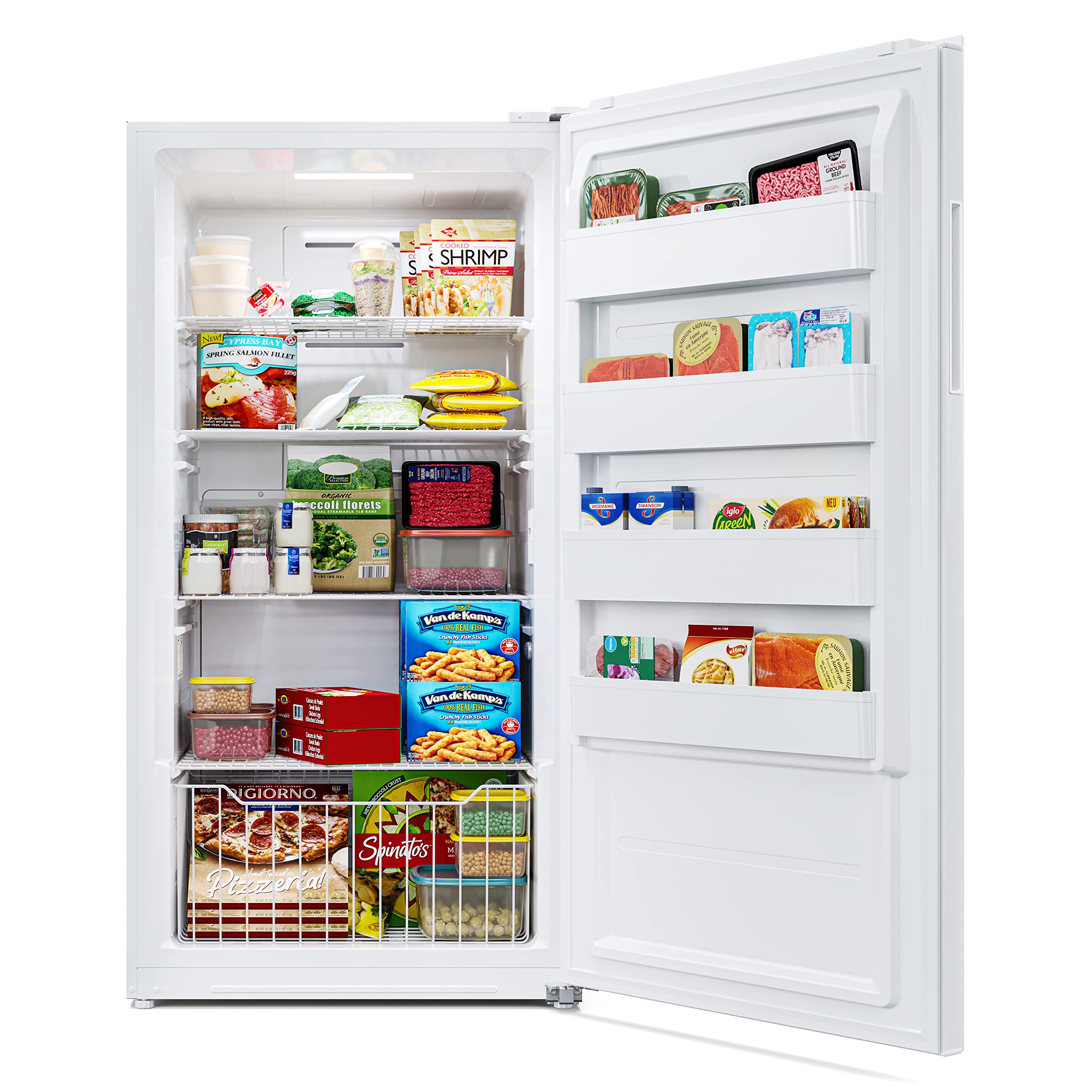 KoolMore Upright Freezer/Refrigerator Convertible, 2-in-1 Appliance, Home, Dorm, and Garage Ready Fridge/Freezer Storage for Fresh or Frozen Food and Drinks, Wire Shelves and Drawer [White] (RUF-17C)