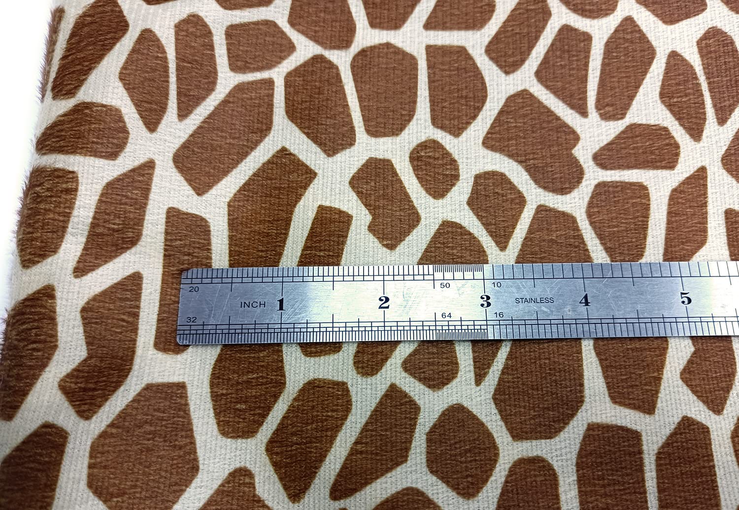 Short Pile Velour Flannel Fabric by The Yard 58" Width Entelare(Giraffe, 1Yard)