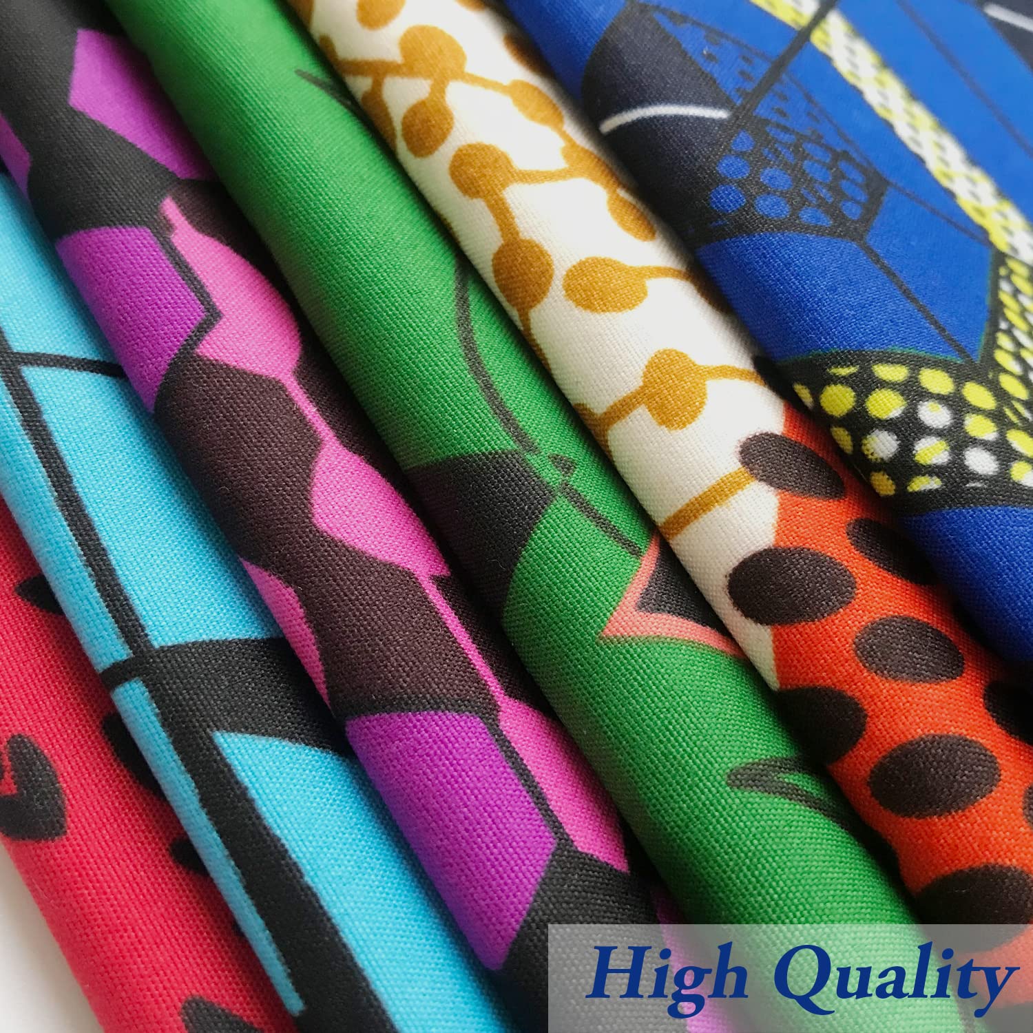 Qililandiy 12 Pieces African Fabric Fat Quarters African Ankara Wax Print Fabric Ankara Print Fabric for Sewing Craft Projects and Patch Work DIY (50 x 40 cm/ 19.5 x 15.7 Inches)