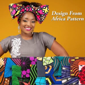 Qililandiy 12 Pieces African Fabric Fat Quarters African Ankara Wax Print Fabric Ankara Print Fabric for Sewing Craft Projects and Patch Work DIY (50 x 40 cm/ 19.5 x 15.7 Inches)