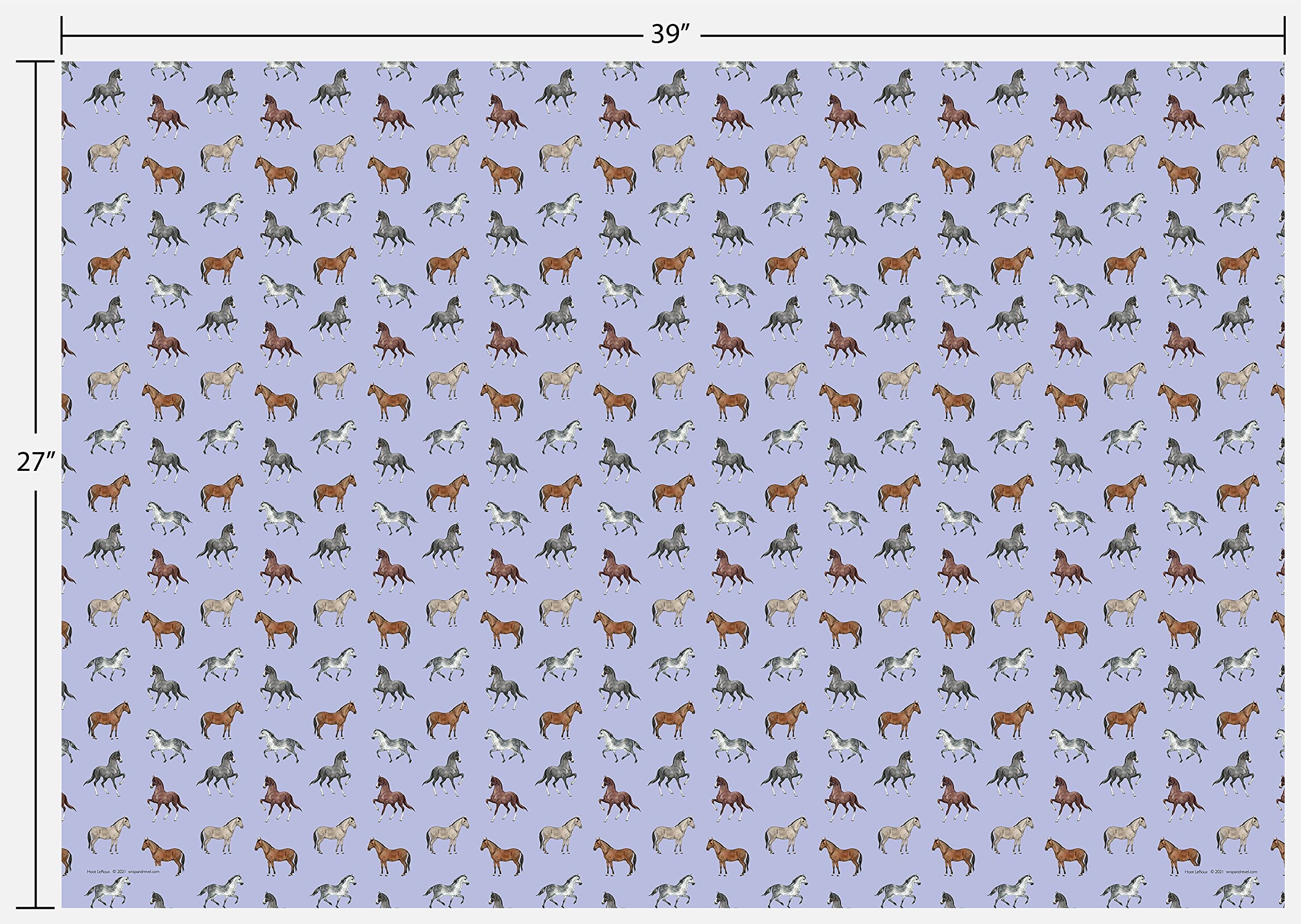 REVEL & Co Equus Horse Birthday Gift Wrap by Hoot LeRoux—Horse Wrapping Paper Folded flat, 27 x 39 inches