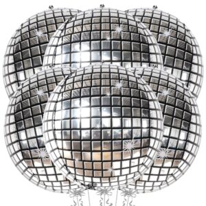 katchon, big silver disco ball balloons - pack of 6, disco party decorations | 4d sphere disco balloons for disco bachelorette party decorations | new years balloons for new years decorations 2025