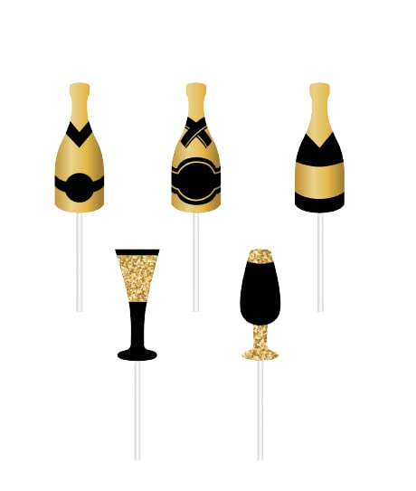 Merrymelting Birthday Candle for Cake Topper (Champagne Bottles Birthday Candle), Gold