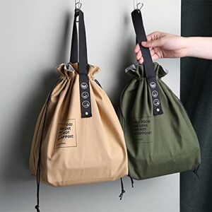 Canvas Drawstring Lunch Bag Insulated Lunch Tote Japanese Style Bento Tote Bag Reusable Lunch Bag Insulated Handbag Tote bag with Handle and Drawstring Closure for Women Work Picnic or Travel(COLOR1)