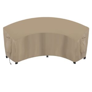 outdoorlines waterproof curved outdoor sectional cover - uv resistant windproof patio sectional sofa covers for deck, lawn and backyard, heavy duty furniture covers (120lx36dx38hx82fl, camel)