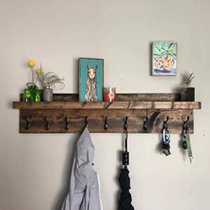 coat rack with shelf wall mounted with storage (choose your length) towel rack entryway organizer key hooks (32"l (8 hooks))