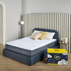 Serta Perfect Sleeper 10 Inch Twin Gel Memory Foam Mattress, Medium Firm, USA Built, 100-Night Trial, CertiPUR-US Certified - Nestled Night, Blue/White