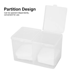 Cotton Pads Container, 2 Grids Cotton Pads Swabs Holder Organizer Multi-Functional Nail Polish Glitter Powder Organizer Storage Box Partition Design Dispenser Box