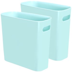 youngever 1.5 gallon slim trash can, plastic garbage container bin, small trash bin with handles for home office, living room, study room, kitchen, bathroom (2 pack mint)