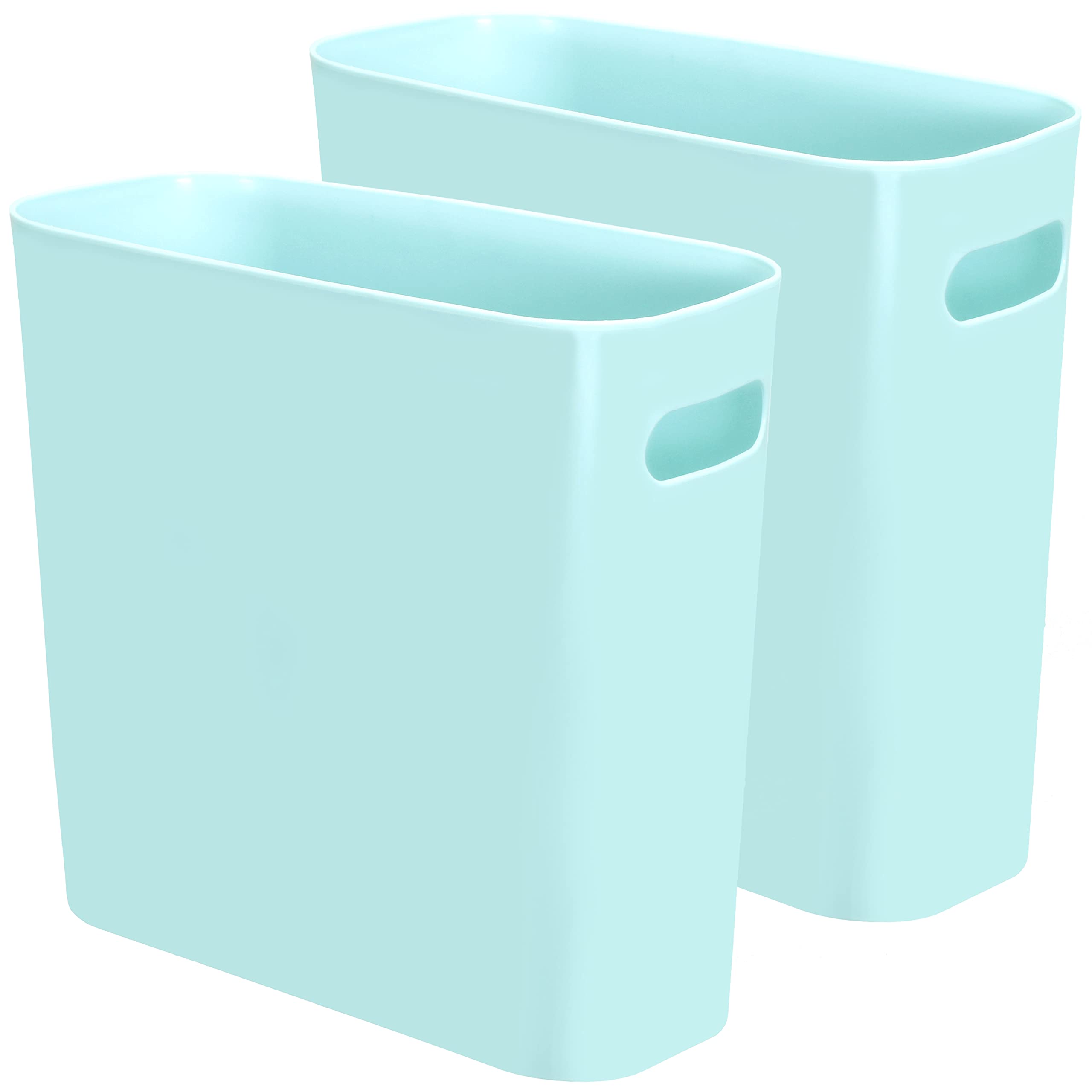 Youngever 1.5 Gallon Slim Trash Can, Plastic Garbage Container Bin, Small Trash Bin with Handles for Home Office, Living Room, Study Room, Kitchen, Bathroom (2 Pack Mint)