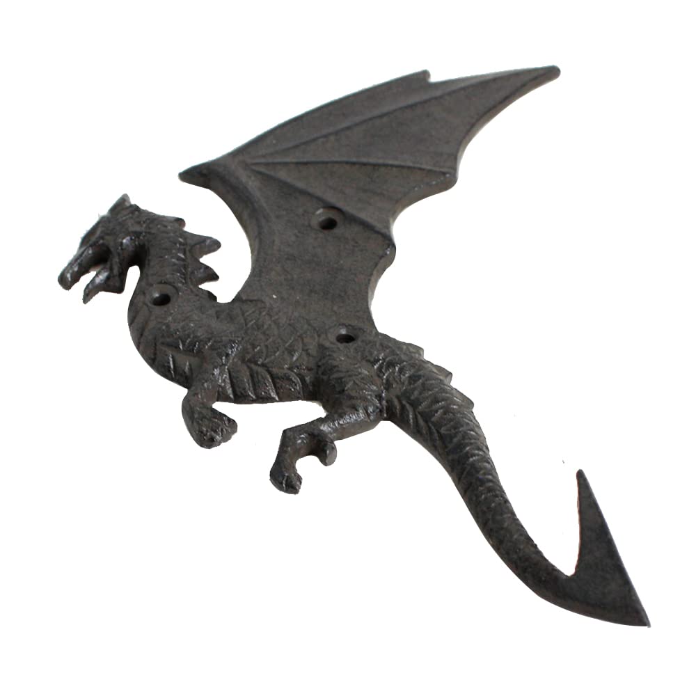 WINTENT Decorative Rustic Cast Iron Wall Hook Hanger Dragon for Coat Key Hat (dragon-5)