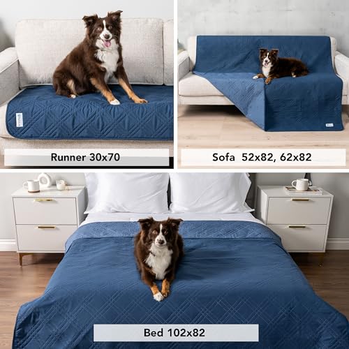 PetAmi Waterproof Bed Cover for Dogs, Waterproof Pet Blanket Couch Cover, Reversible Furniture Cover Sofa Protector for Pet Cat Bed, Washable Waterproof Blanket Dog Cover for Couch Seat, 102x82 Blue