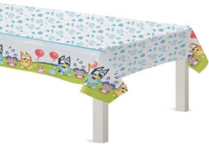 amscan bluey plastic party table cover - 54" x 96" | blue | 1 pc.