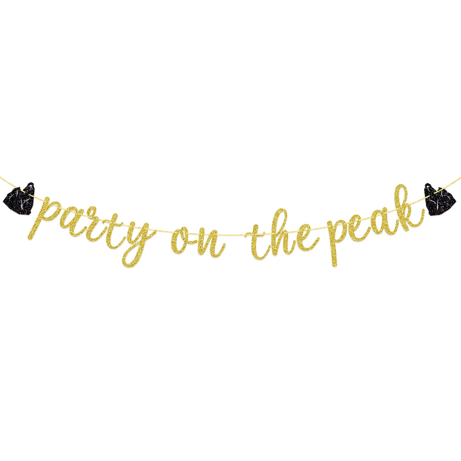 Party On The Peak Banner, Mountain Wedding Bachelorette Decorations, Cabin Bridal Shower Engagement Party Garland Bunting Sign Supplies, Pre-Assembled (Gold Glitter)