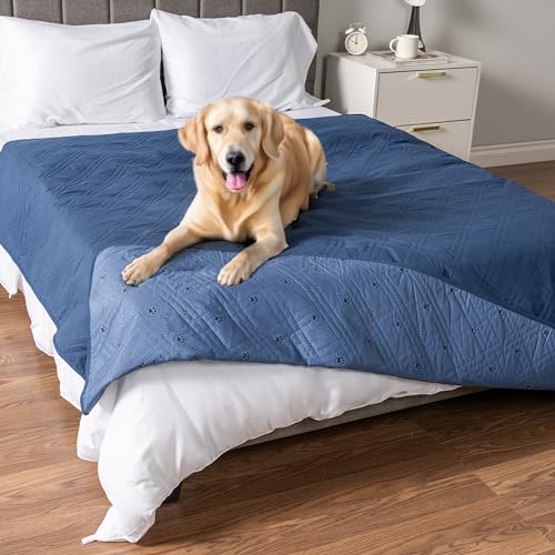 PetAmi Waterproof Bed Cover for Dogs, Waterproof Pet Blanket Couch Cover, Reversible Furniture Cover Sofa Protector for Pet Cat Bed, Washable Waterproof Blanket Dog Cover for Couch Seat, 102x82 Blue