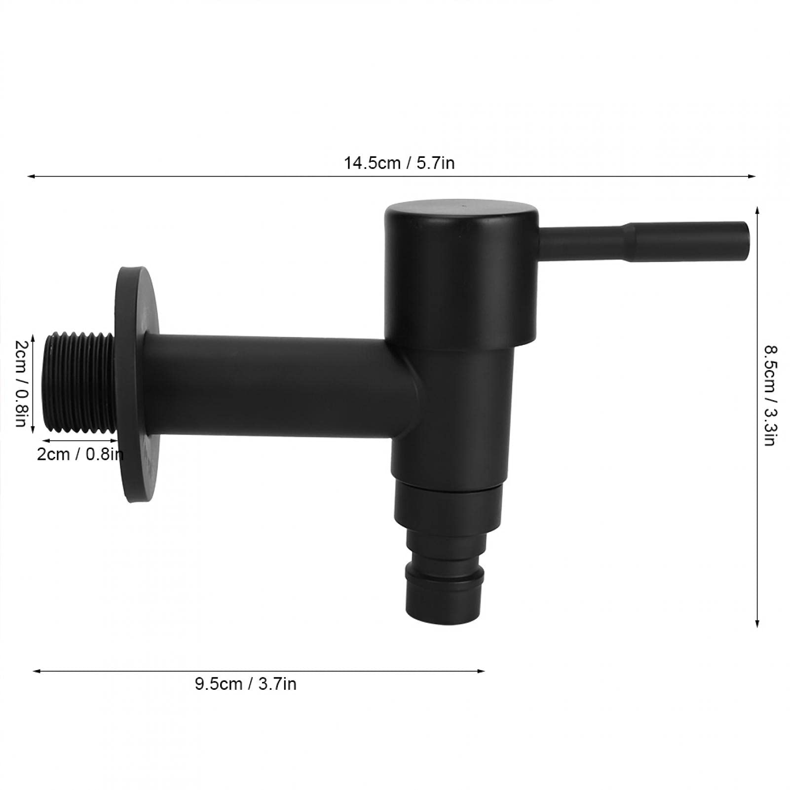 Black Bathroom Fauce,Kitchen Bathroom Sink Faucet,Household Stainless Steel Black Quick Single Cold Faucet Washing Machine Water Tap G1/2in Male Thread(Black short washing machine faucet)