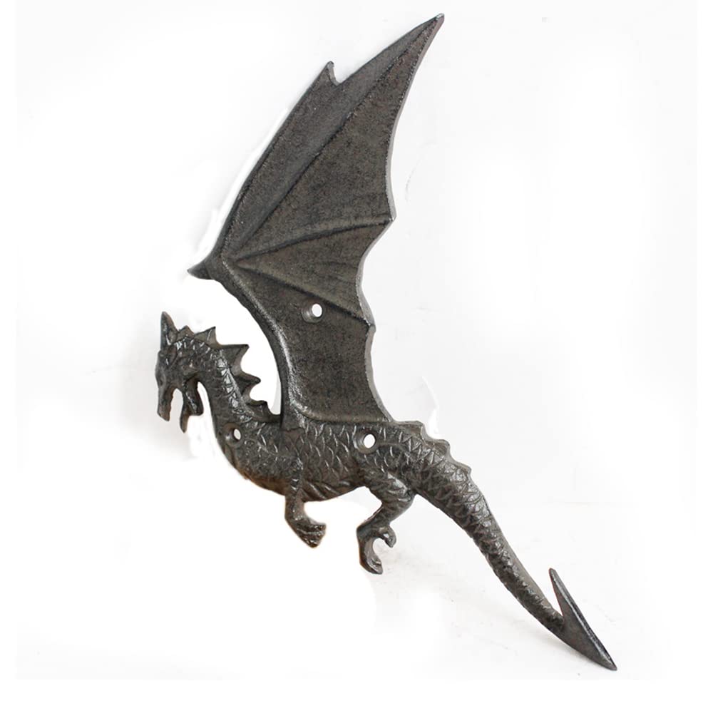 WINTENT Decorative Rustic Cast Iron Wall Hook Hanger Dragon for Coat Key Hat (dragon-5)