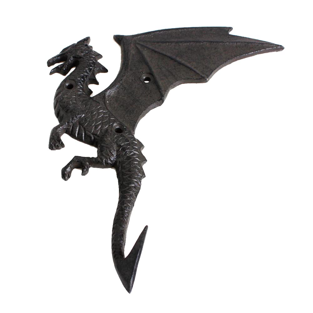 WINTENT Decorative Rustic Cast Iron Wall Hook Hanger Dragon for Coat Key Hat (dragon-5)