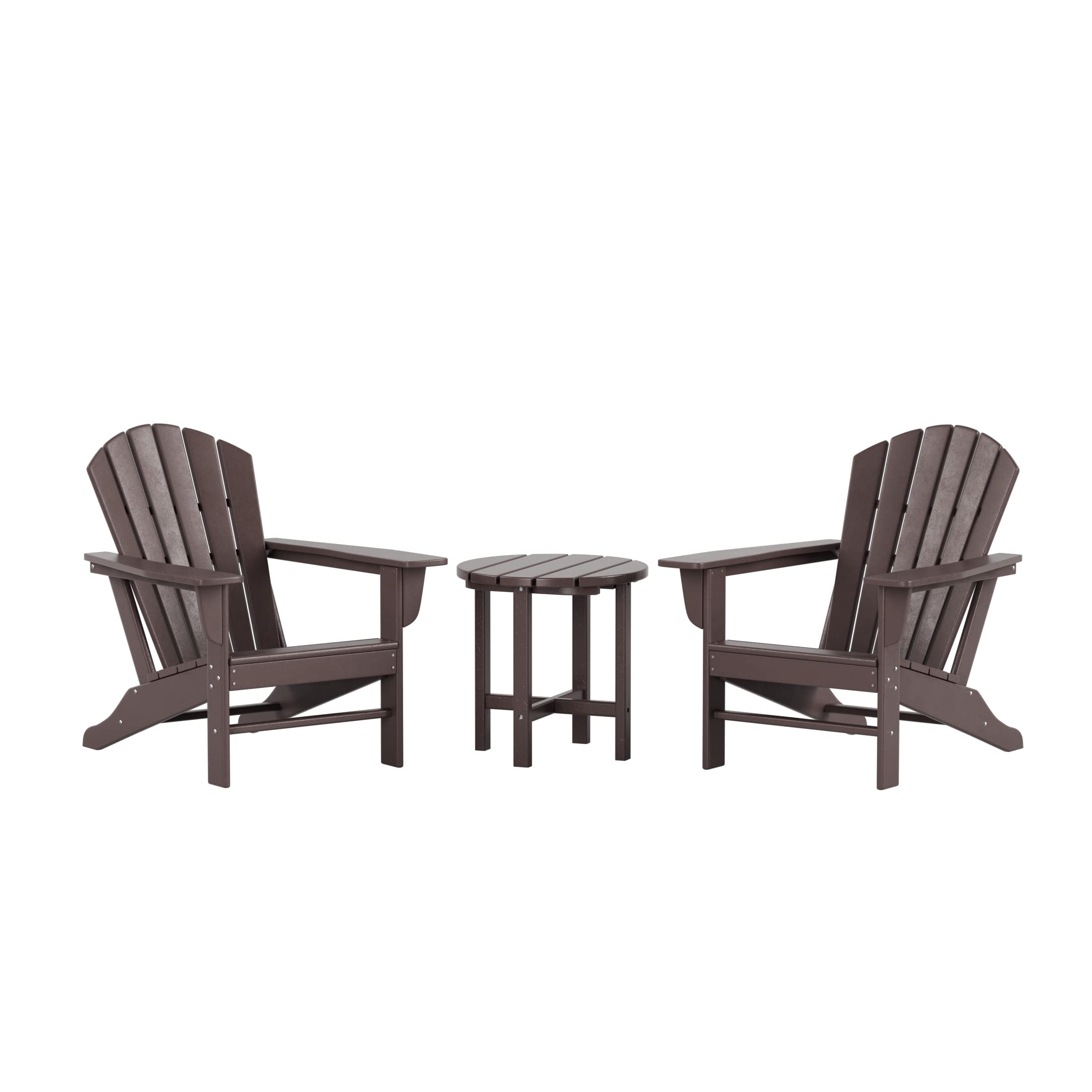 WestinTrends Dylan Dylan 3-Piece Outdoor Adirondack Chair with Side Table Set Dark Brown