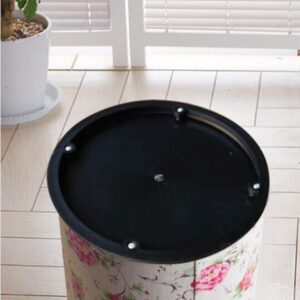 Happiness Decoration Round Garbage Bin Open Top 3.2 Gallon Trash Can for Home, Office, Kitchen, Bathroom,Bedroom, Living Room Wastebasket Waterproof Pu Leather Trash Can Decor (Pattern-D)