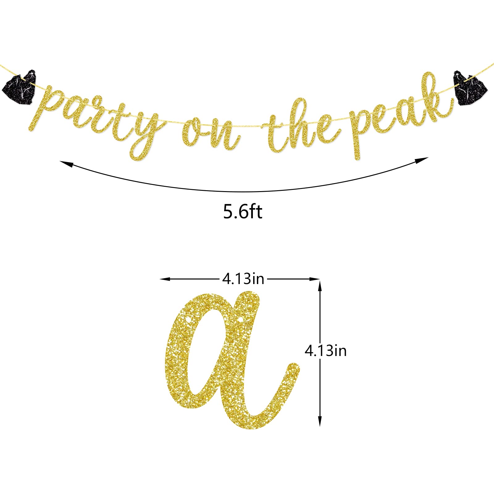 Party On The Peak Banner, Mountain Wedding Bachelorette Decorations, Cabin Bridal Shower Engagement Party Garland Bunting Sign Supplies, Pre-Assembled (Gold Glitter)