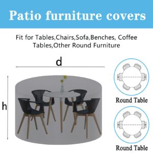 QIAOH Round Patio Table Covers 56x30in, Patio Furniture Set Covers 420d Outdoor Furniture Covers Waterproof Garden Table Chairs Set Covers Heavy Duty Cover Uv Resistant Dustproof