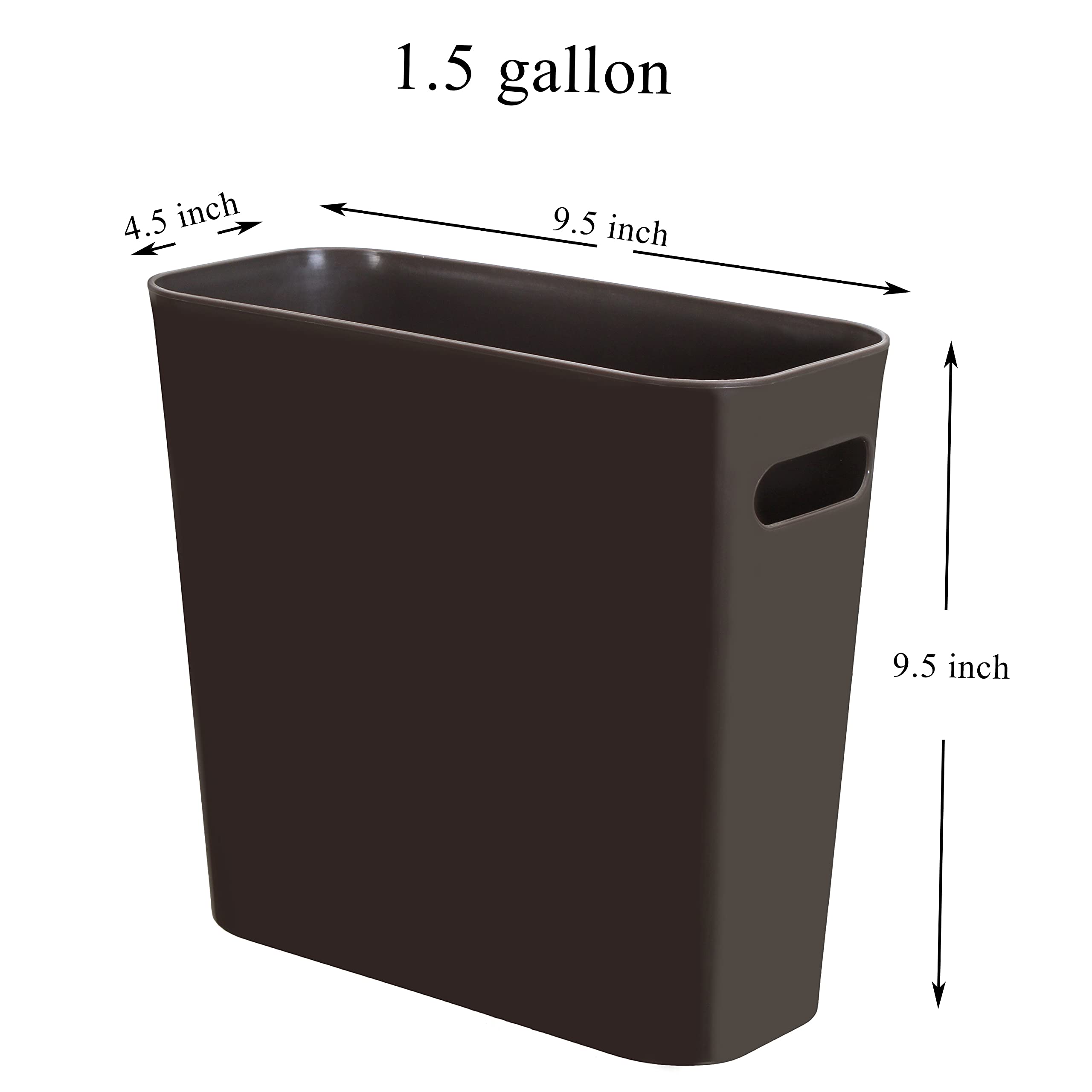 Youngever 1.5 Gallon Slim Trash Can, Plastic Garbage Container Bin, Small Trash Bin with Handles for Home Office, Living Room, Study Room, Kitchen, Bathroom (2 Pack Brown)