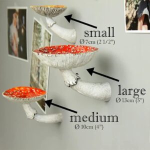 DNIEBW Floating Shelves Wall Mounted Creative Mushroom Hanging Shelf Solid Resin Mushroom Wall Decoration Floating Shelves for Bedroom Living Room Bathroom Kitchen (Small 2.7)