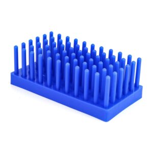 QWORK Test Tube Rack, Plastic Spike Drying Rack Holds, 2 Pack, 66-Position, for 12-16 mm Tubes, Blue