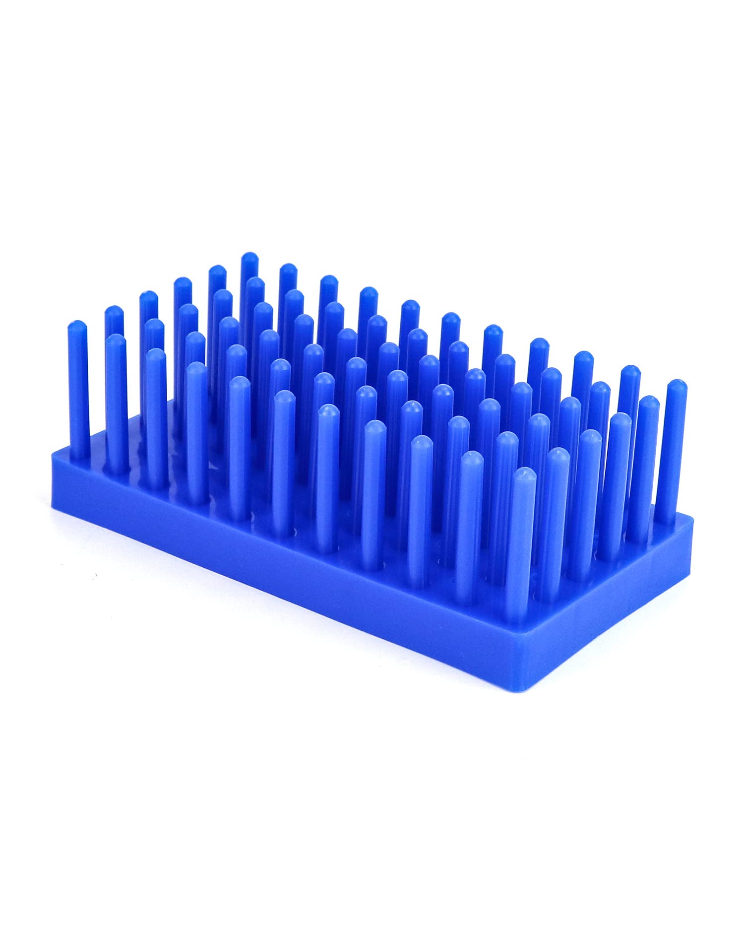 QWORK Test Tube Rack, Plastic Spike Drying Rack Holds, 2 Pack, 66-Position, for 12-16 mm Tubes, Blue