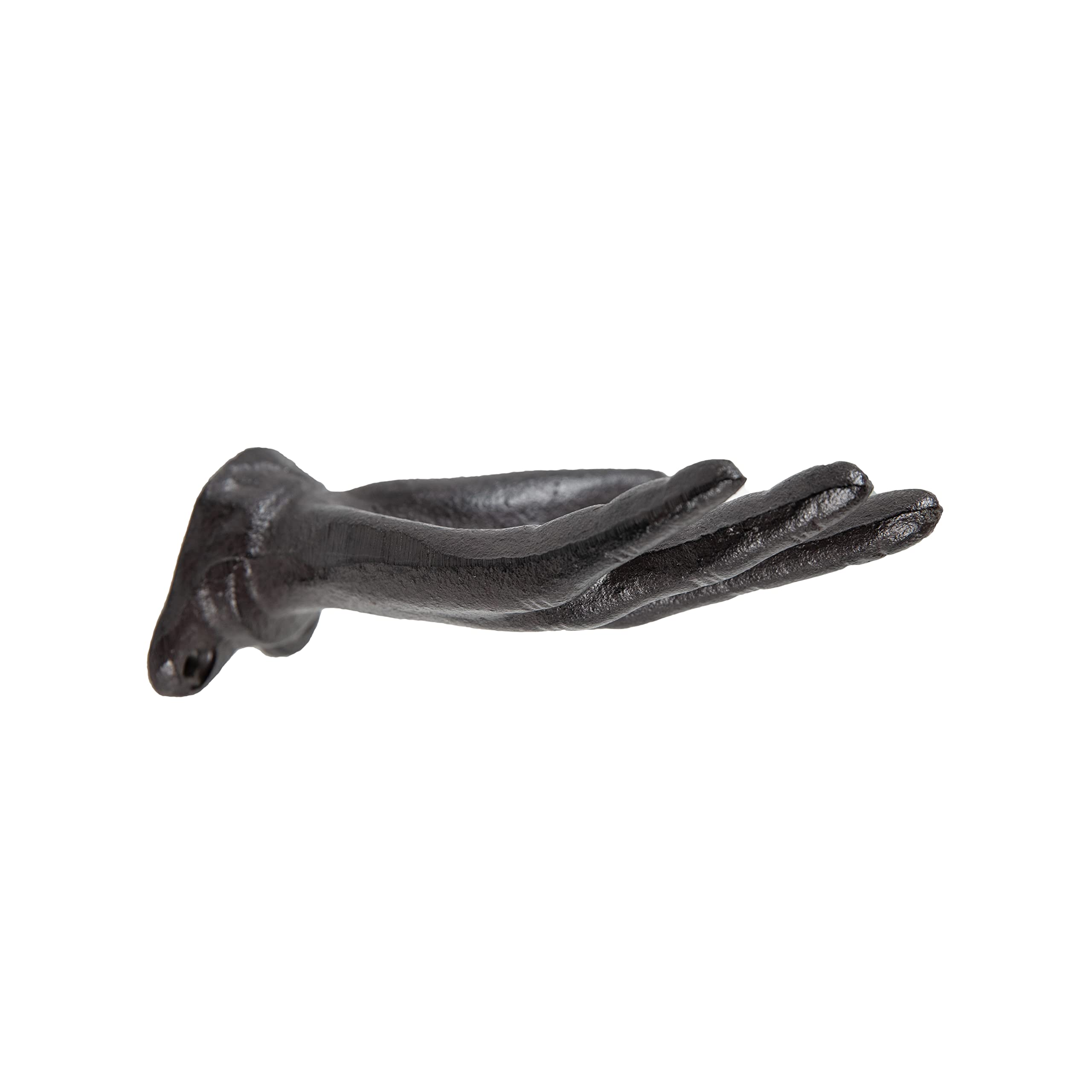 Danya B. "Palms Up Dark Brown Cast Iron Wall Mount Hook Set (Set of 2), Entryway Hooks or Unique Room Décor for Hanging Coats, Purses, Scarves, or Jewelry