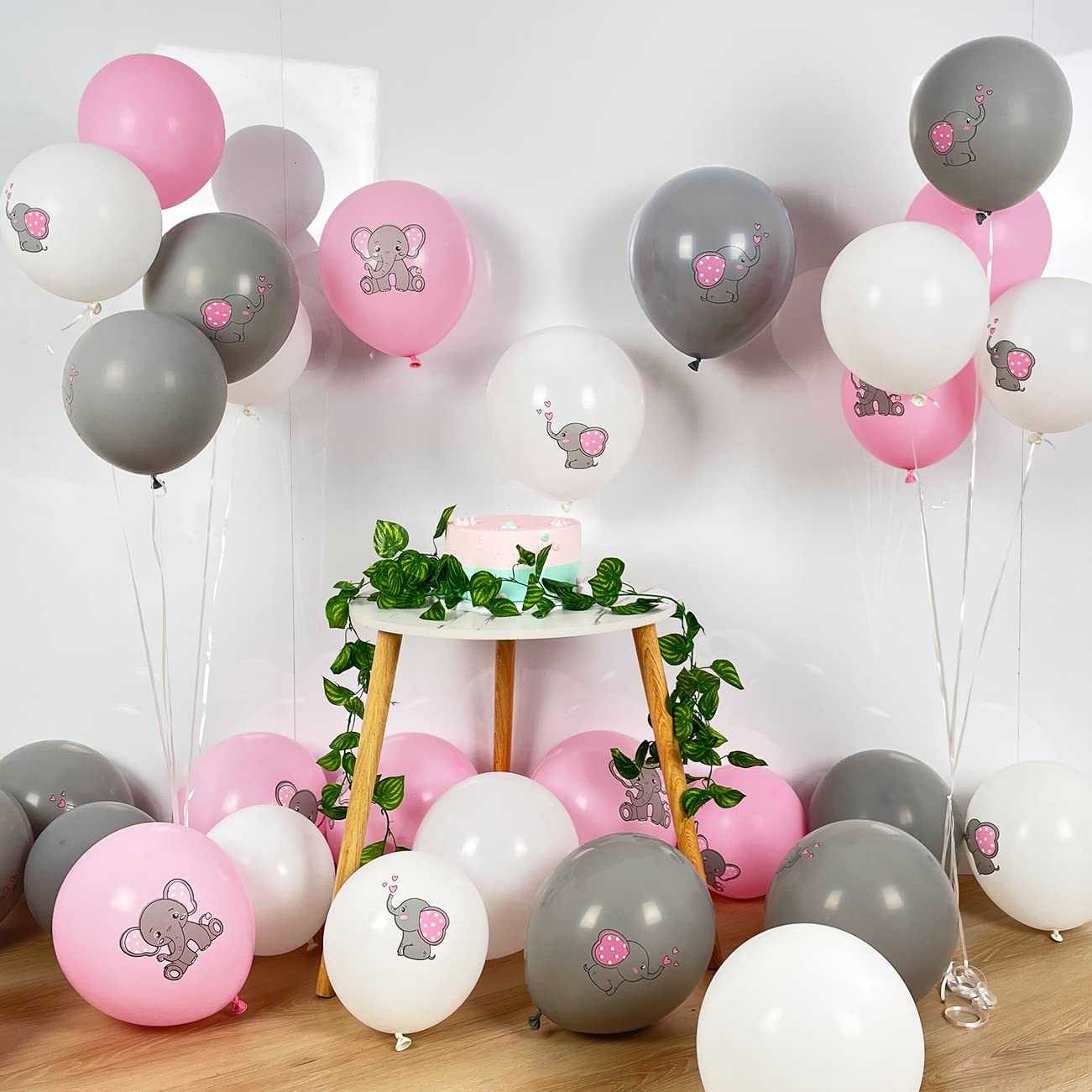 45Pcs Elephant Balloons - Elephant Baby Shower Decorations for Girl and Baby , Pink Elephant Theme Gender Reveal Party Birthday Party Supplies Indoor Outdoor Decor