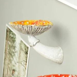 DNIEBW Floating Shelves Wall Mounted Creative Mushroom Hanging Shelf Solid Resin Mushroom Wall Decoration Floating Shelves for Bedroom Living Room Bathroom Kitchen (Small 2.7)