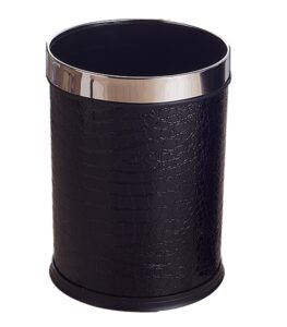 happiness decoration round garbage bin open top 3.2 gallon trash can for home, office, kitchen, bathroom,bedroom, living room wastebasket waterproof pu leather trash can decor (pattern-d)