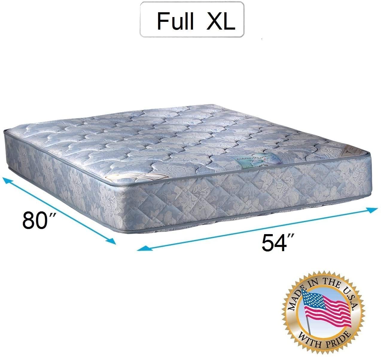 DS Solutions USA Chiro Premier Double-Sided Orthopedic (Blue) Full XL Mattress Only with Mattress Cover Protector - Fully Assembled, Innerspring Coils, Long Lasting Comfort