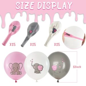 45Pcs Elephant Balloons - Elephant Baby Shower Decorations for Girl and Baby , Pink Elephant Theme Gender Reveal Party Birthday Party Supplies Indoor Outdoor Decor