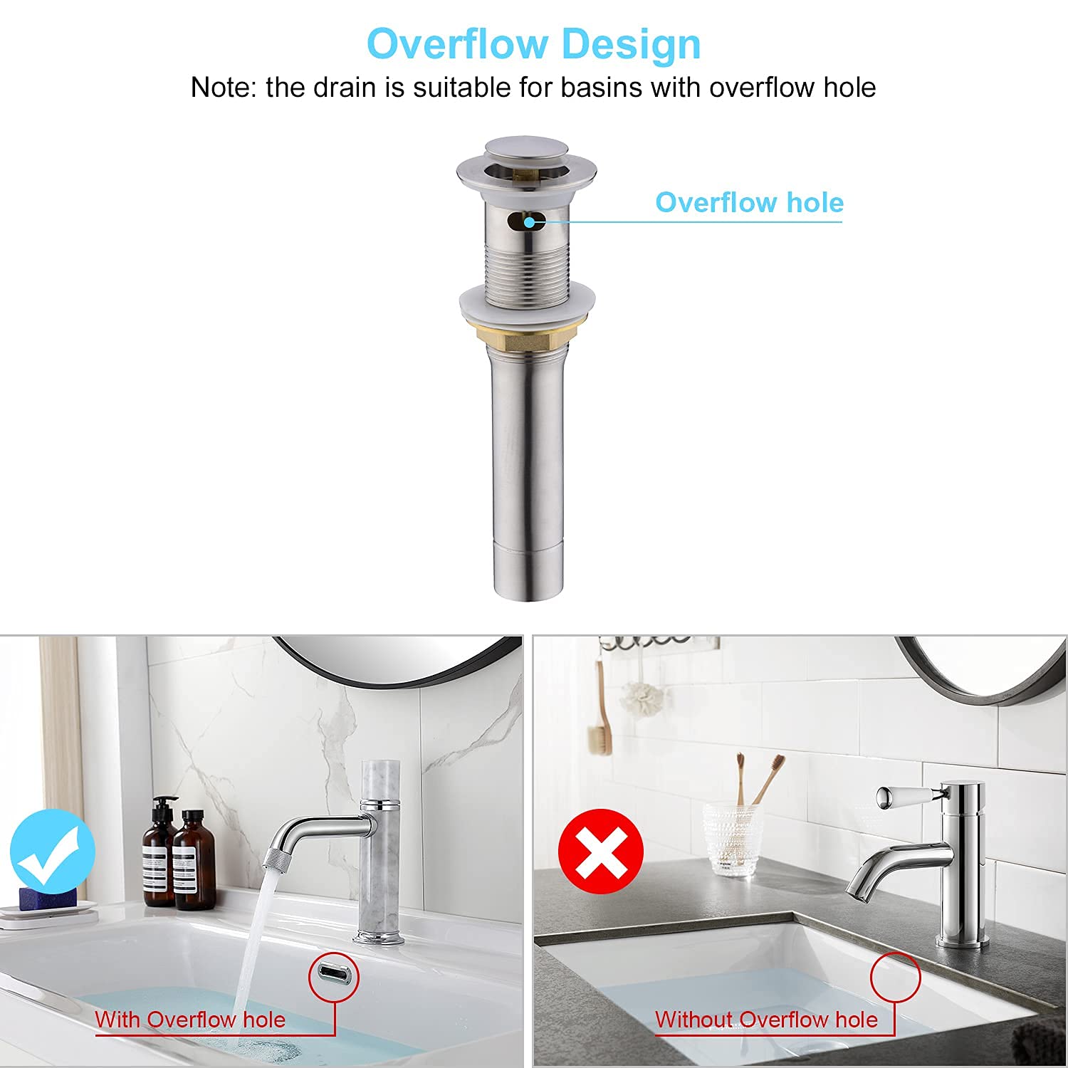 CREA Bar Sink Faucet,Bathroom Faucet with Pop Up Drain Stopper Overflow,Pre Wet Small Kitchen Sink Faucet Single Hole 1 Handle Stainless Steel Brushed Nickel,Bathroom Sink Stopper Hair Catcher