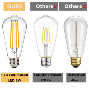 12V Edison Bulb 60 watt Equivalent E26 Medium Base 12V LED Light Bulb, AC/DC 12V-36V 6W Warm White 2700K Vintage Low Voltage Bulb for RV, 2 Pack