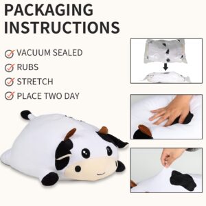 ROPELOK Giant Cow Stuffed Animals Plush Toy, Cow Plush Pillow, 13.7" Stuffed Cow Plush for Kids Children Xmas Birthday Gifts (Round Eyes)