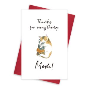 ulbeelol thanks for everything card for mom, happy mothers day card, cute cats birthday card for mom