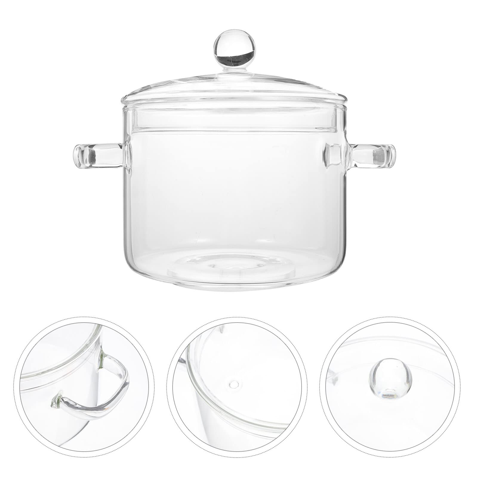 Glass Cooking Pot with Lid and Handle, 1.35L/45 oz Clear Heat Resistant Glass Stovetop Pot, Glass Cookware Stovetop Pot Set, Glass Saucepan for Noodles Pasta Soup Milk