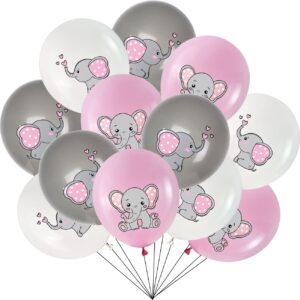 45pcs elephant balloons - elephant baby shower decorations for girl and baby , pink elephant theme gender reveal party birthday party supplies indoor outdoor decor