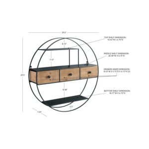 Linon Nerissa Round Wall Dcor with Three Drawers