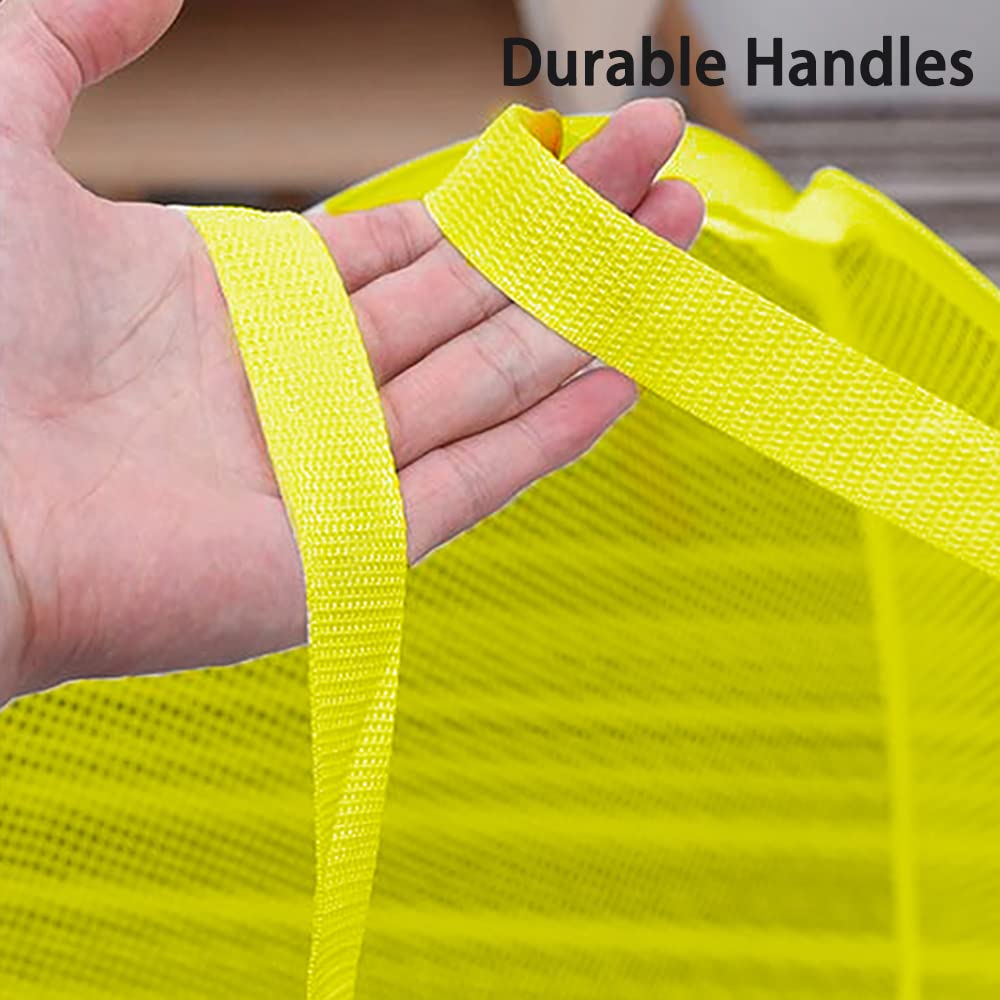 Larpur Pop up Laundry Hamper, Collapsible Mesh Laundry Basket with Side Pocket, Foldable Clothes Hamper for Storage, Home, Dorm, Travel, Cruise, Yellow