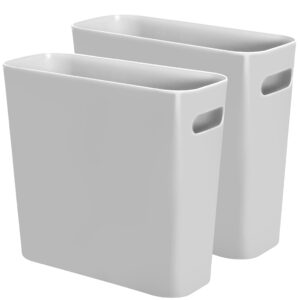 youngever 1.5 gallon slim trash can, plastic garbage container bin, small trash bin with handles for home office, living room, study room, kitchen, bathroom (2 pack grey)