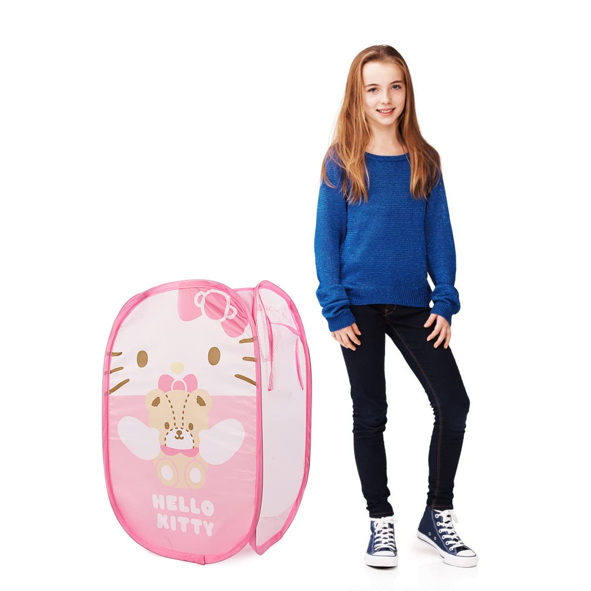 TheAvengers Hello Kitty Pop Up Hamper with Durable Carry Handles, 21 inch H x 13.5 inch W X 13.5 inch L