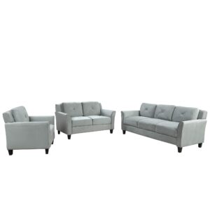 Merax 3 Pieces Sectioanal Couch Set, Living Room Furniture Set 3 Piece,Modern Style Button Tufted 3 Piece Sofa Couch Set Included 3 Seater Sofa, an Loveseat and A Armchair,Gray