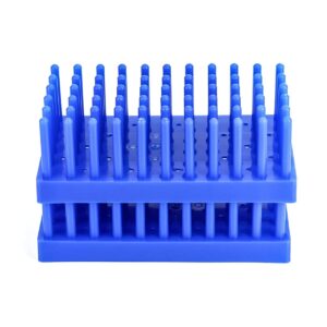 QWORK Test Tube Rack, Plastic Spike Drying Rack Holds, 2 Pack, 66-Position, for 12-16 mm Tubes, Blue