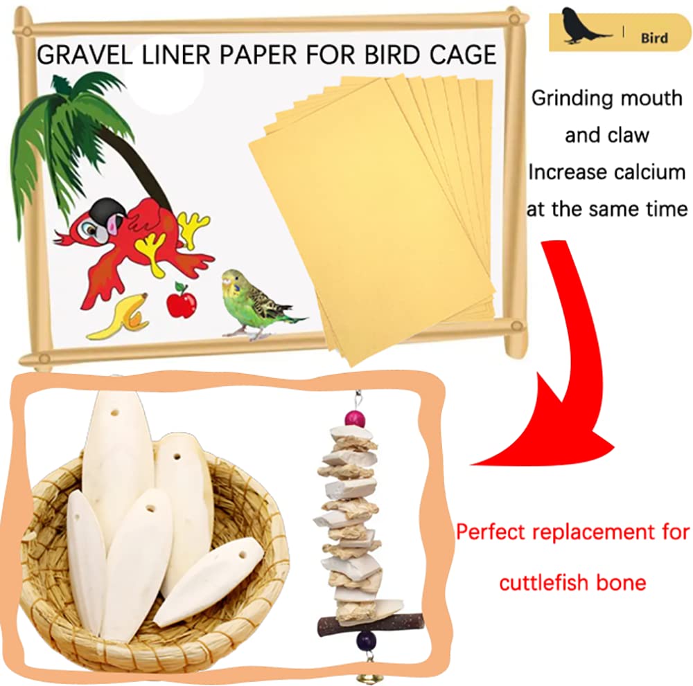 25PCS Gravel Paper for Bird Cage,11" x17" Bird cage Liner Gravel Paper Special for Bird Cage in sea Sand-Great for Hard-Billed Birds Safe& Clean & Easy for Improved Digestion…